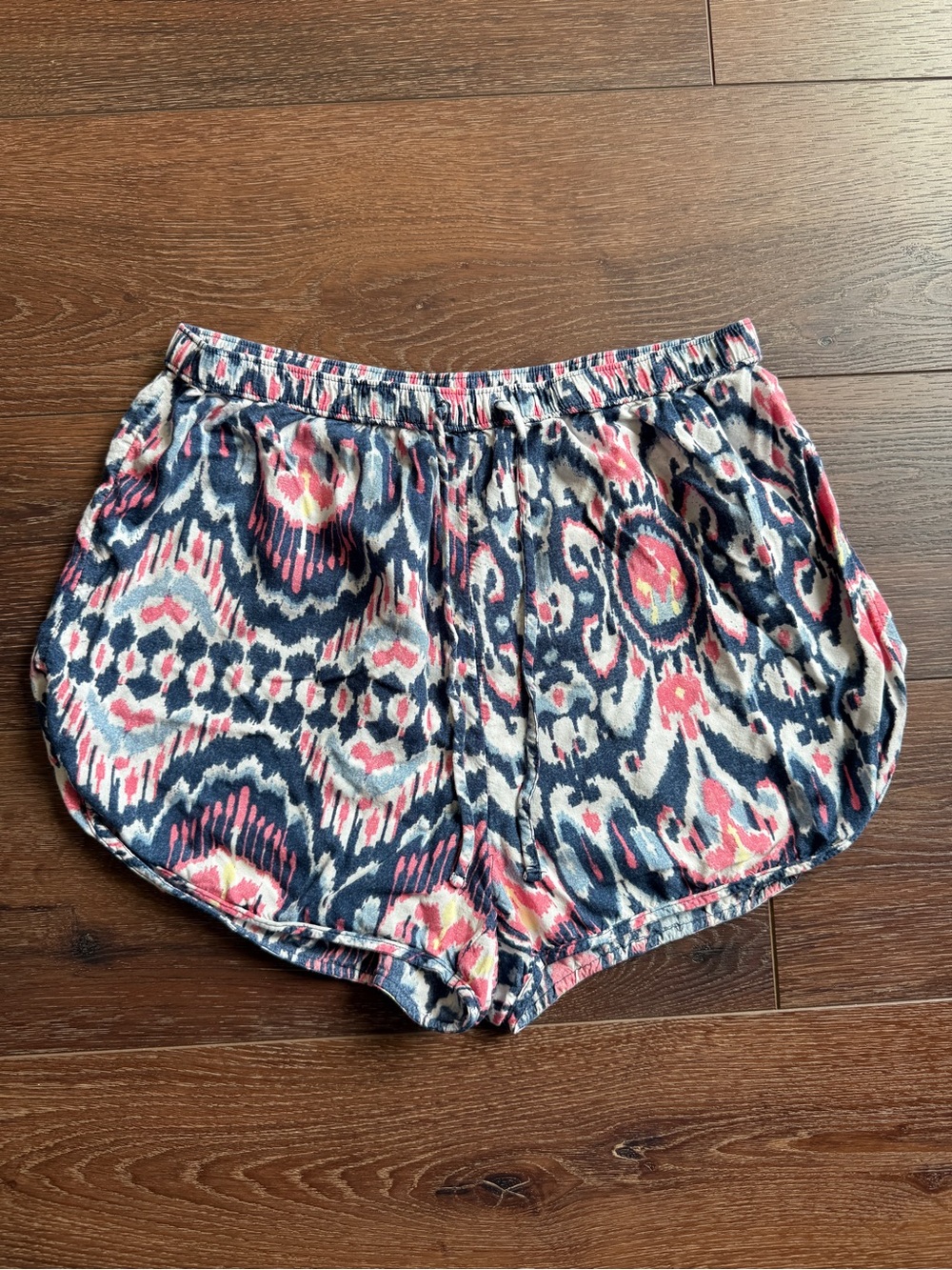 Abercrombie & Fitch Navy and Pink Ikat-Print Athletic Shorts